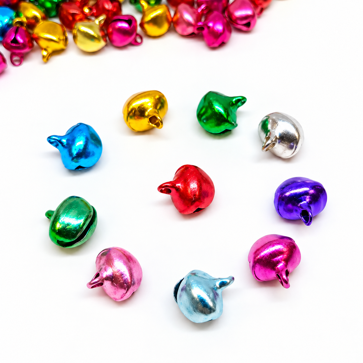 8mm Multicoloured Metal Aluminium Charm Bells