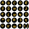 7x4mm Black Flat Round Acrylic Alphabet Beads - Gold Single & Mixed Letters