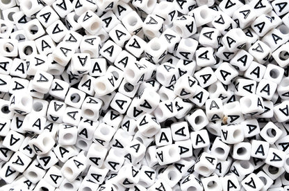 250 x 8mm white cube single & mixed alphabets / letters acrylic beads