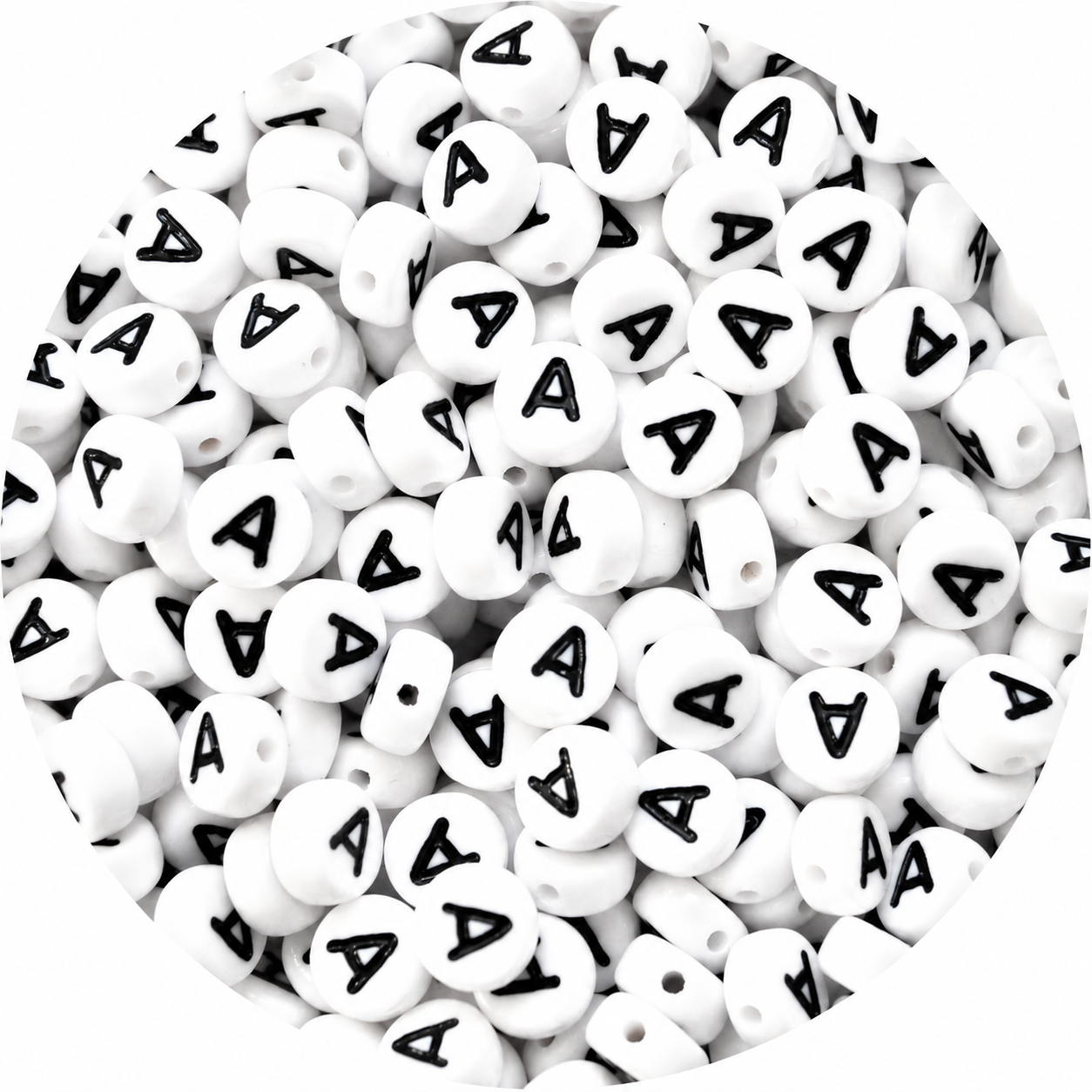 7mm White Round Acrylic Alphabet Beads