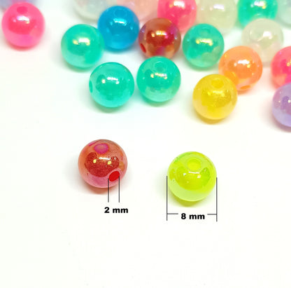 AB Coloured 8mm Acrylic Round Beads