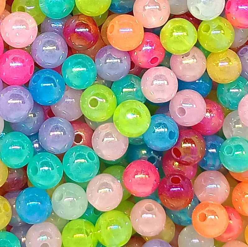 AB Coloured 8mm Acrylic Round Beads