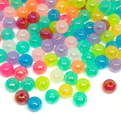 AB Coloured 8mm Acrylic Round Beads