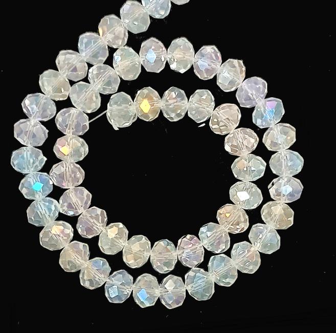 AB Clear Faceted Crystal Rondelle Beads - 6mm, 8mm, 10mm