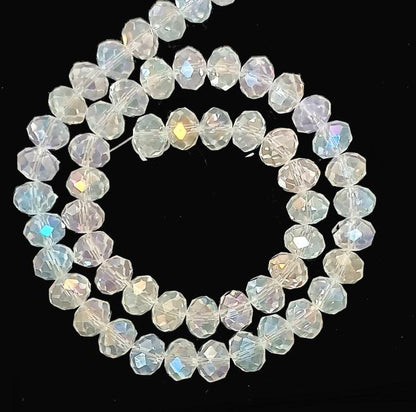 AB Clear Faceted Crystal Rondelle Beads - 6mm, 8mm, 10mm