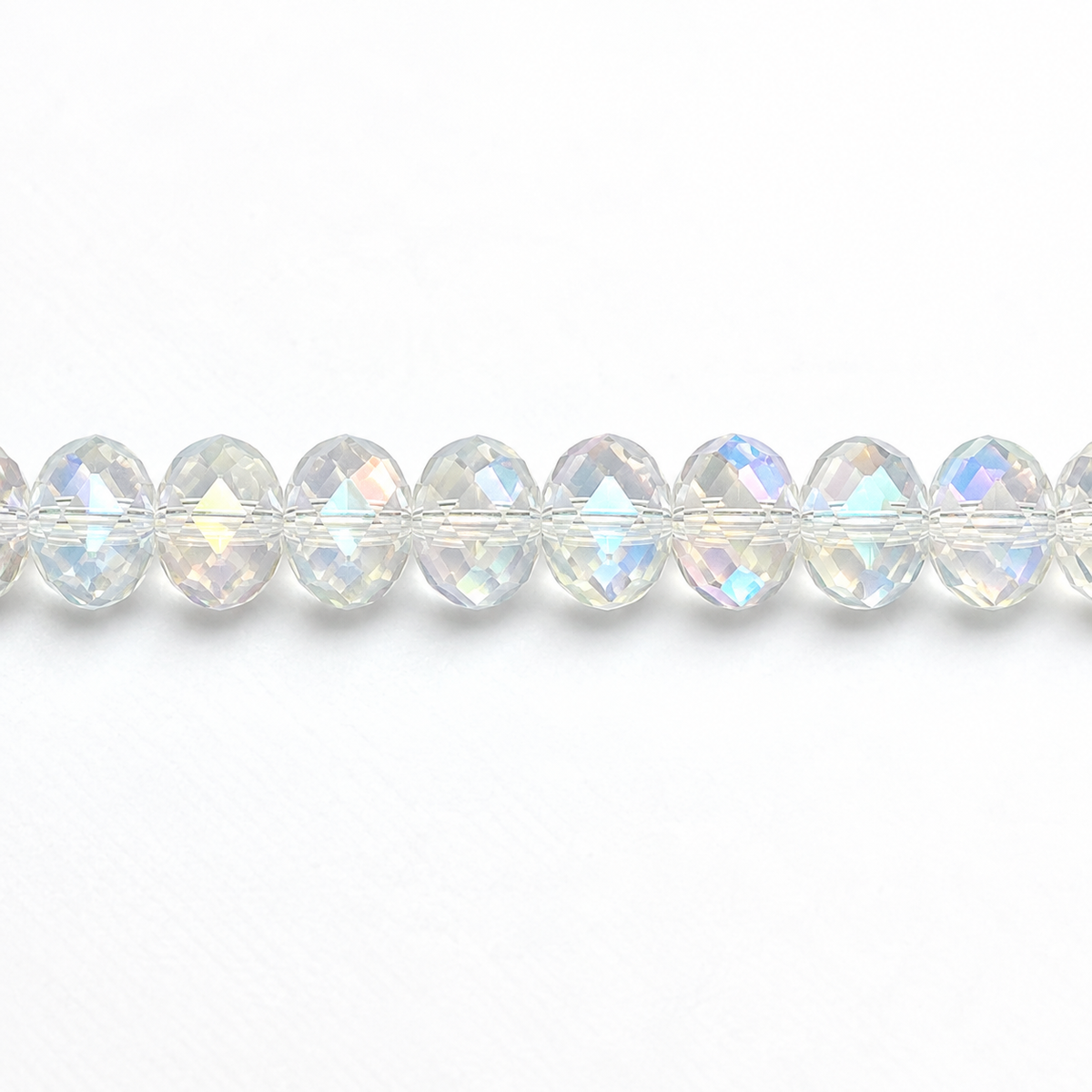 AB Clear Faceted Crystal Rondelle Beads - 6mm, 8mm, 10mm