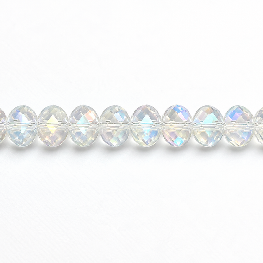 AB Clear Faceted Crystal Rondelle Beads - 6mm, 8mm, 10mm