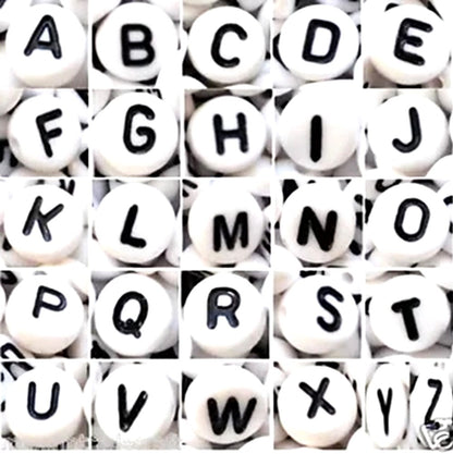 7mm White Round Acrylic Alphabet Beads