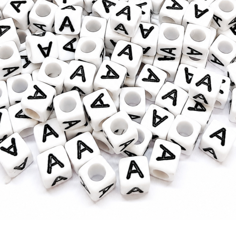 1000pcs 6mm Cube White Alphabet Beads