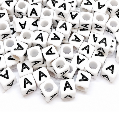 1000pcs 6mm Cube White Alphabet Beads