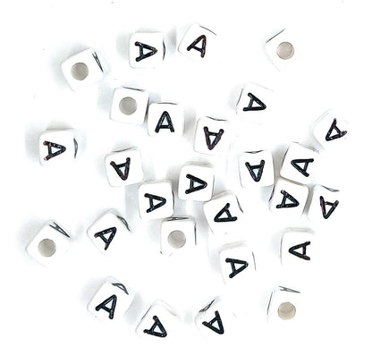 250 x 8mm white cube single & mixed alphabets / letters acrylic beads