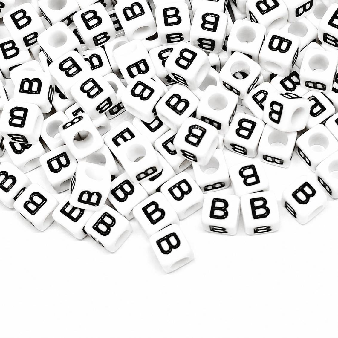 1000pcs 6mm Cube White Alphabet Beads