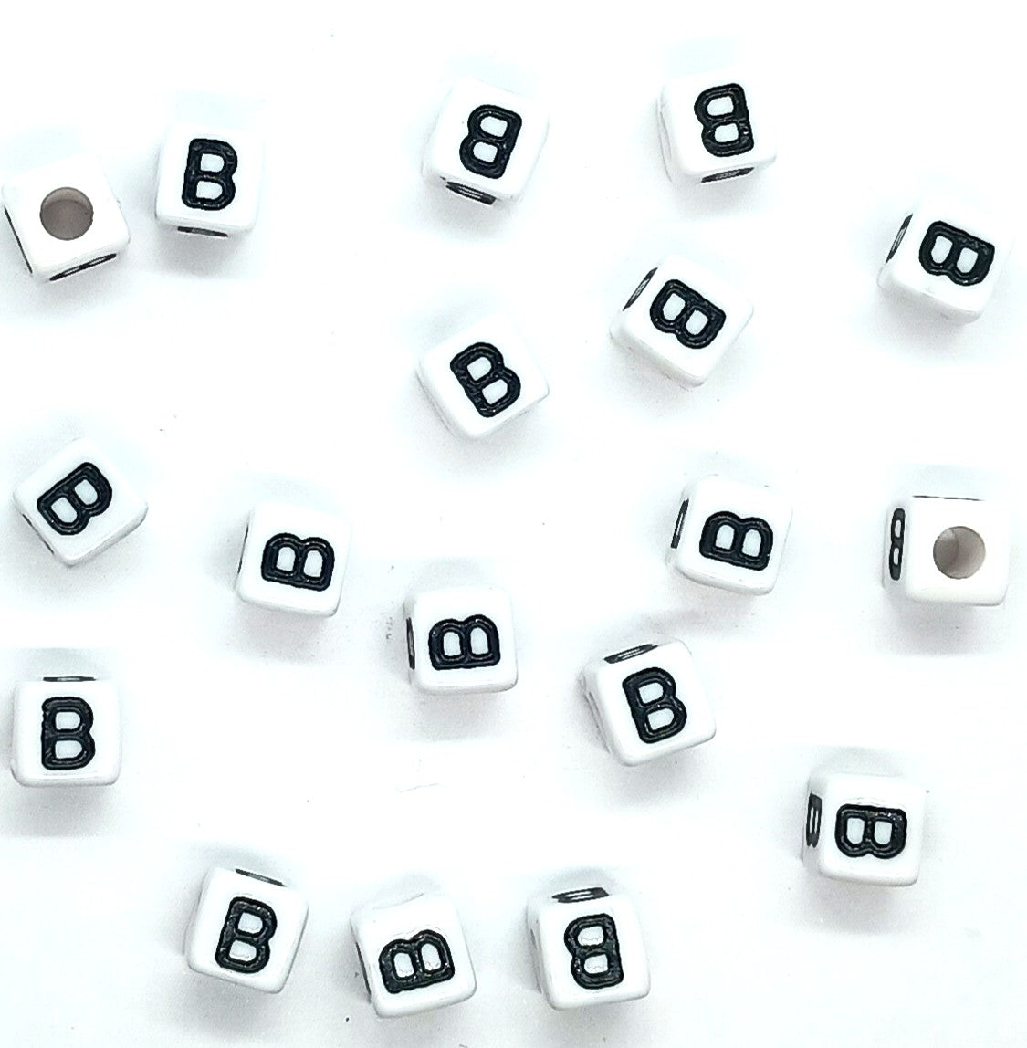250 x 8mm white cube single & mixed alphabets / letters acrylic beads