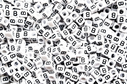 250 x 8mm white cube single & mixed alphabets / letters acrylic beads