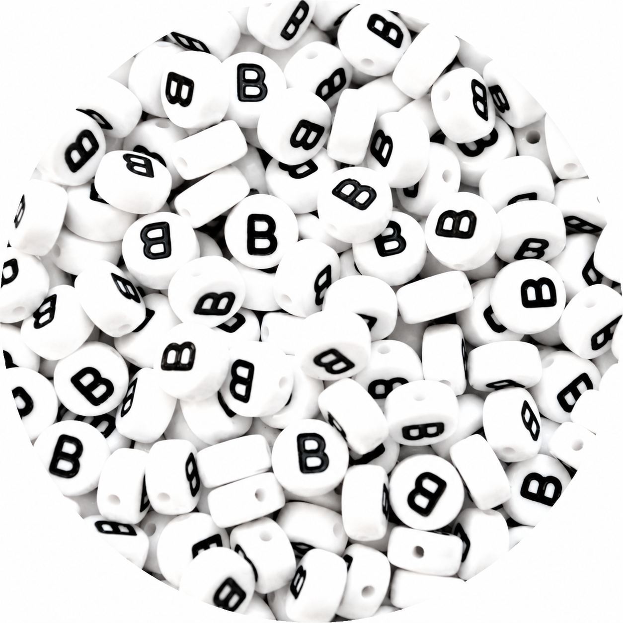 7mm White Round Acrylic Alphabet Beads