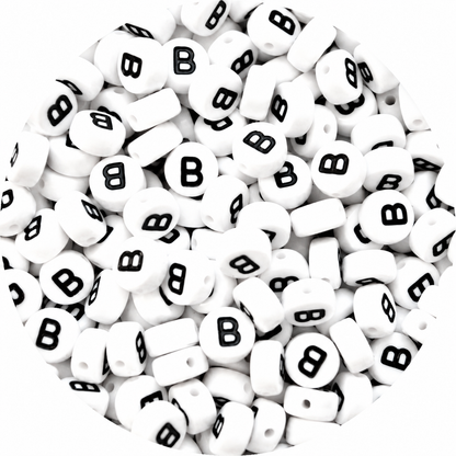 7mm White Round Acrylic Alphabet Beads