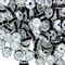 8mm Black Rhinestone Rondelle Spacer Beads - Silver Plated