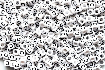 250 x 8mm white cube single & mixed alphabets / letters acrylic beads