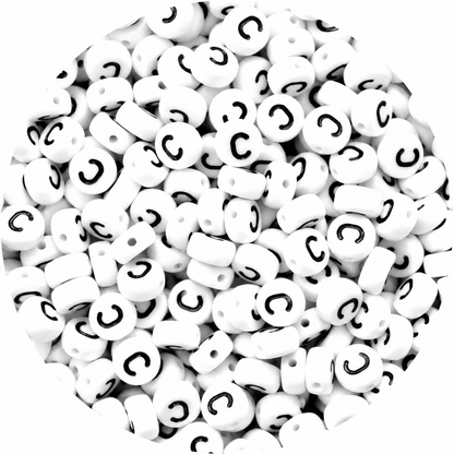 7mm White Round Acrylic Alphabet Beads