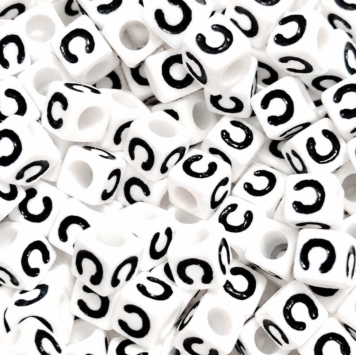 7mm White Cube Acrylic Alphabet Beads - Single Letters