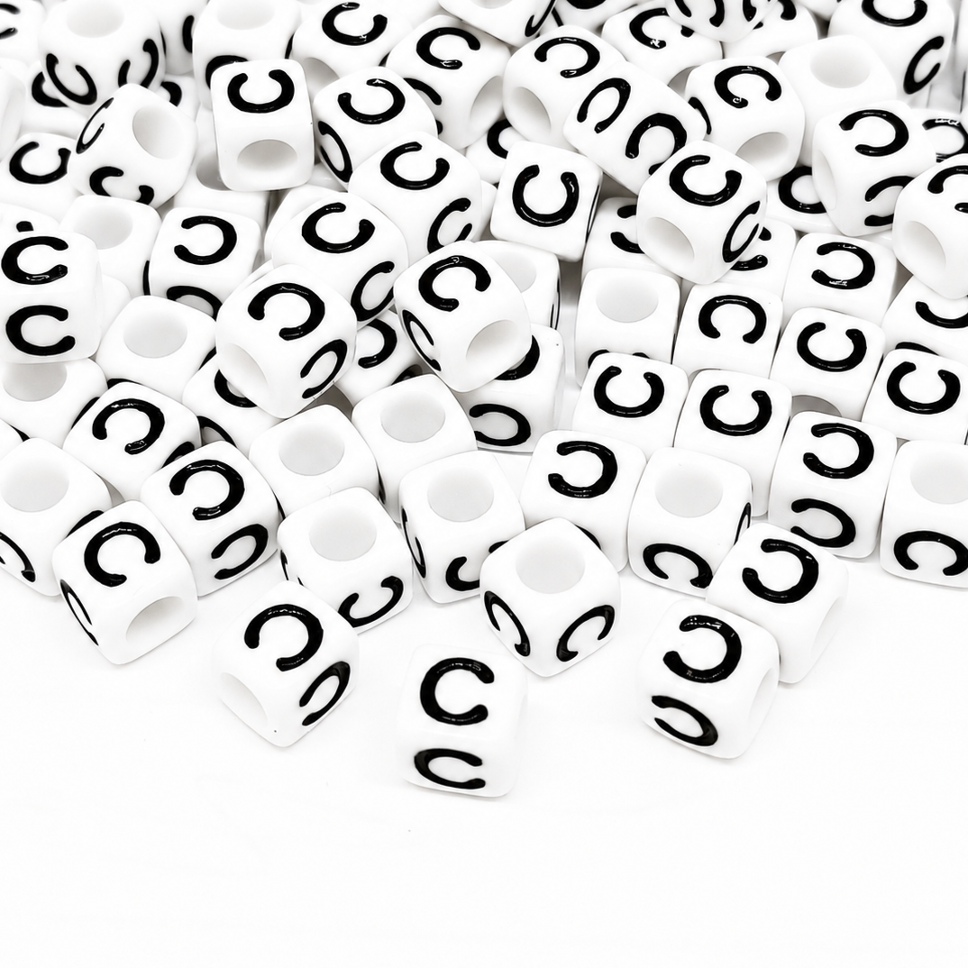 1000pcs 6mm Cube White Alphabet Beads