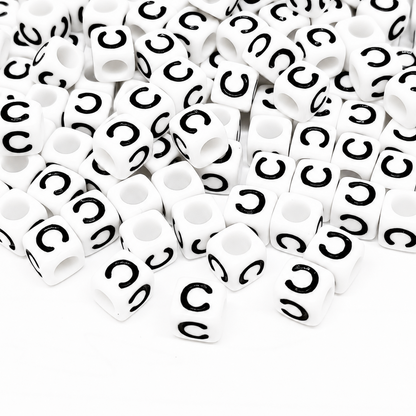 1000pcs 6mm Cube White Alphabet Beads