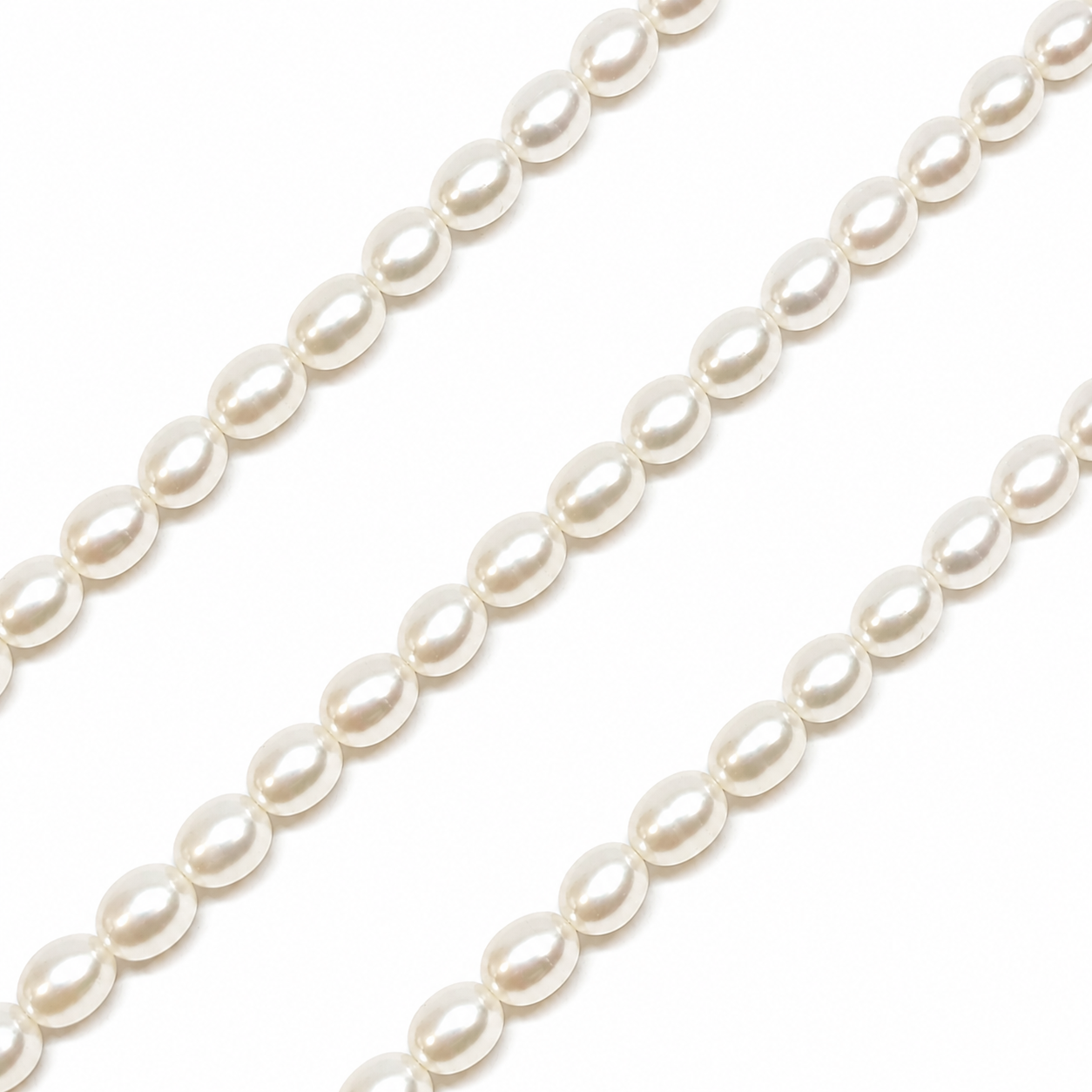 White Natural Freshwater Pearl Oval beads no modification, approx.6 mm