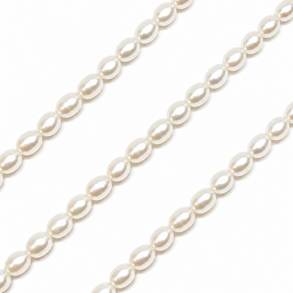 White Natural Freshwater Pearl Oval beads no modification, approx.6 mm