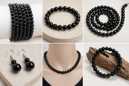 Black Round Glass Pearl Beads - 4mm, 6mm, 8mm