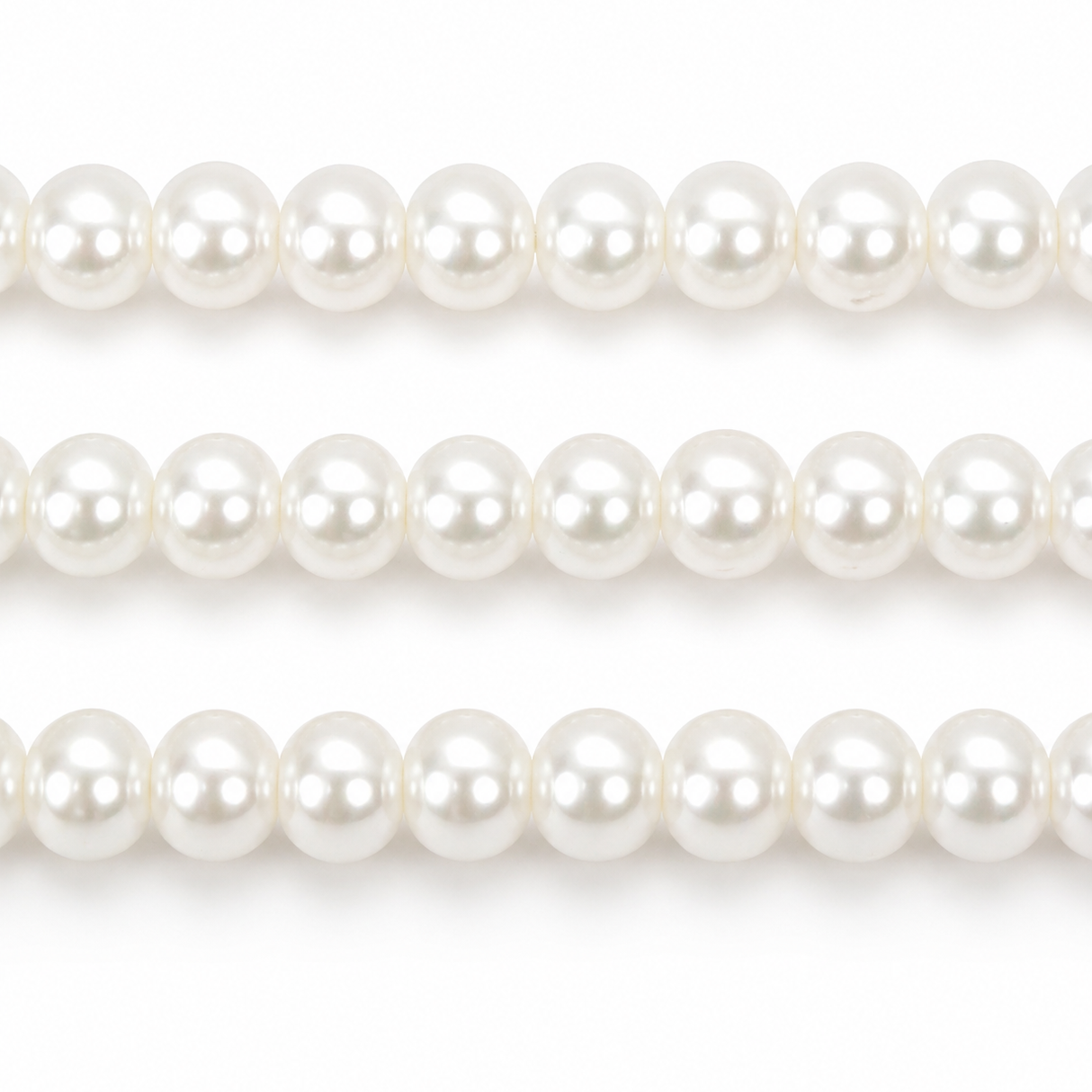 White Round Glass Pearl Beads - 4mm, 6mm, 8mm, 10mm
