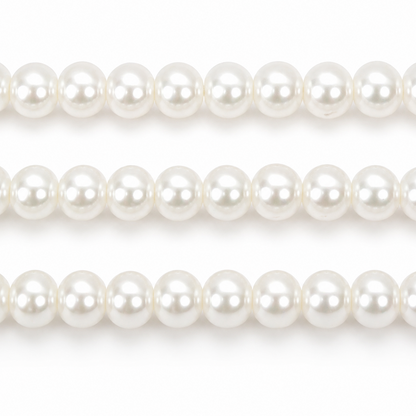 White Round Glass Pearl Beads - 4mm, 6mm, 8mm, 10mm