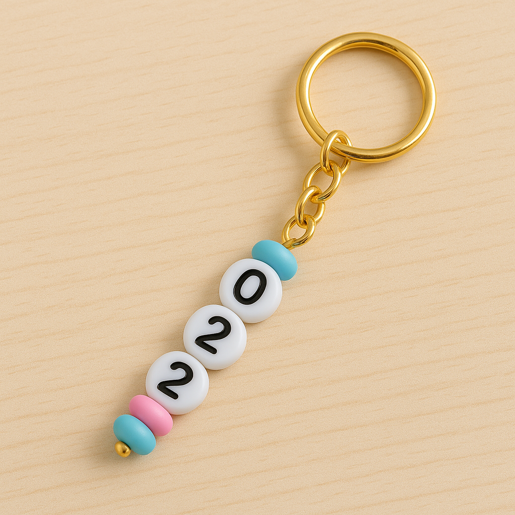 7mm White Round Numbers Beads
