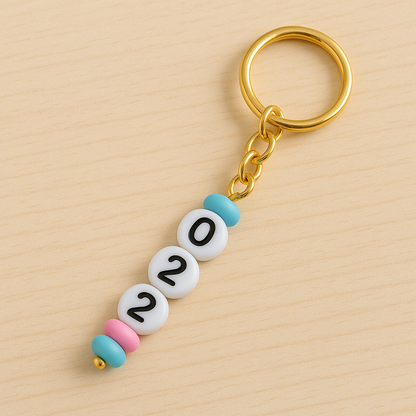 7mm White Round Numbers Beads