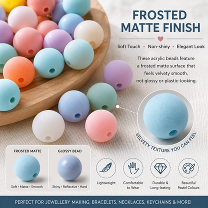 8mm Matte Frosted Acrylic Round Beads