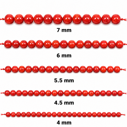 7mm Natural Round Coral Beads - Red