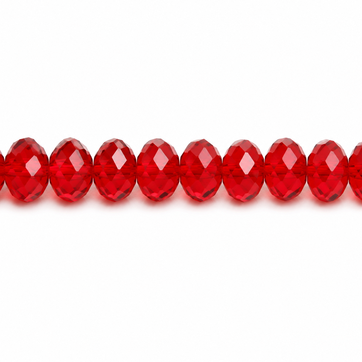 Red Faceted Crystal Rondelle Beads