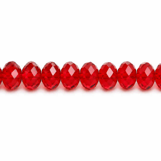 Red Faceted Crystal Rondelle Beads - 8mm, 10mm