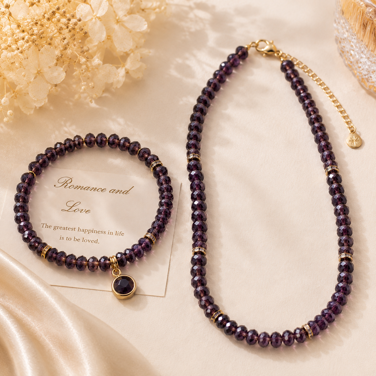 Dark Purple Faceted Crystal Rondelle Beads - 8mm, 10mm