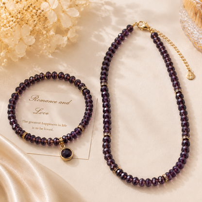 Dark Purple Faceted Crystal Rondelle Beads - 8mm, 10mm