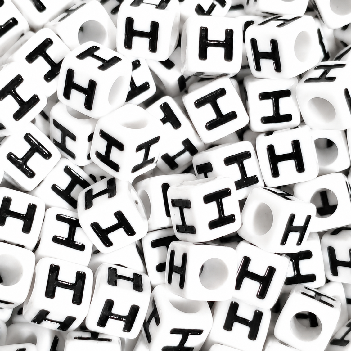 7mm White Cube Acrylic Alphabet Beads - Single Letters