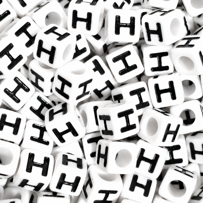 7mm White Cube Acrylic Alphabet Beads - Single Letters
