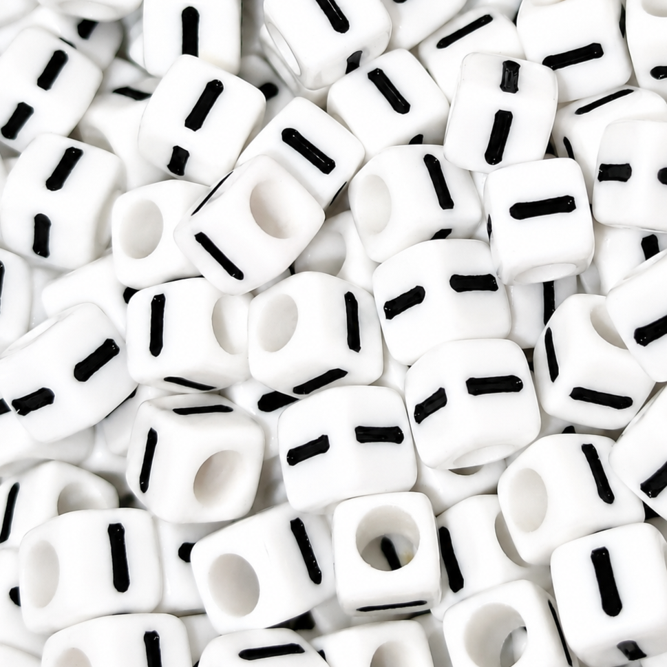 7mm White Cube Acrylic Alphabet Beads - Single Letters