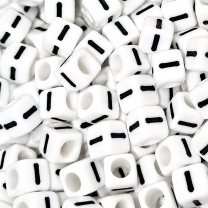 7mm White Cube Acrylic Alphabet Beads - Single Letters