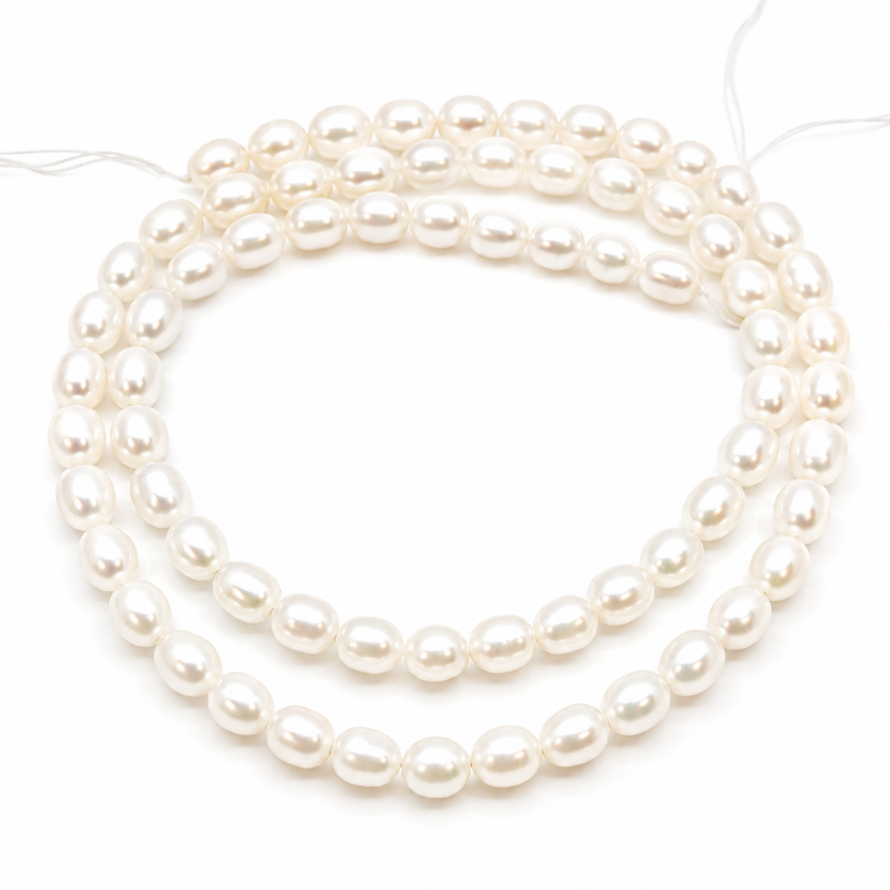 White Natural Freshwater Pearl Oval beads no modification, approx.6 mm