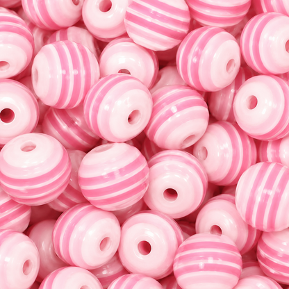 8mm Translucent Striped Round Resin Beads