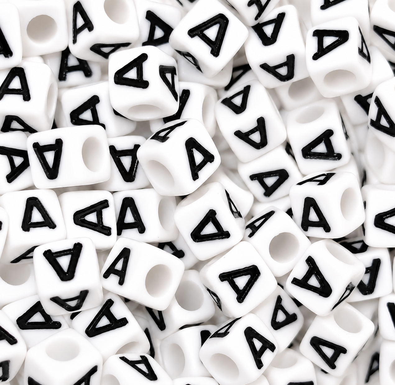 7mm White Cube Acrylic Alphabet Beads - Single Letters