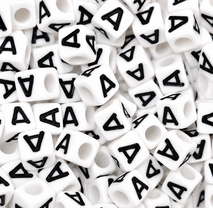 7mm White Cube Acrylic Alphabet Beads - Single Letters