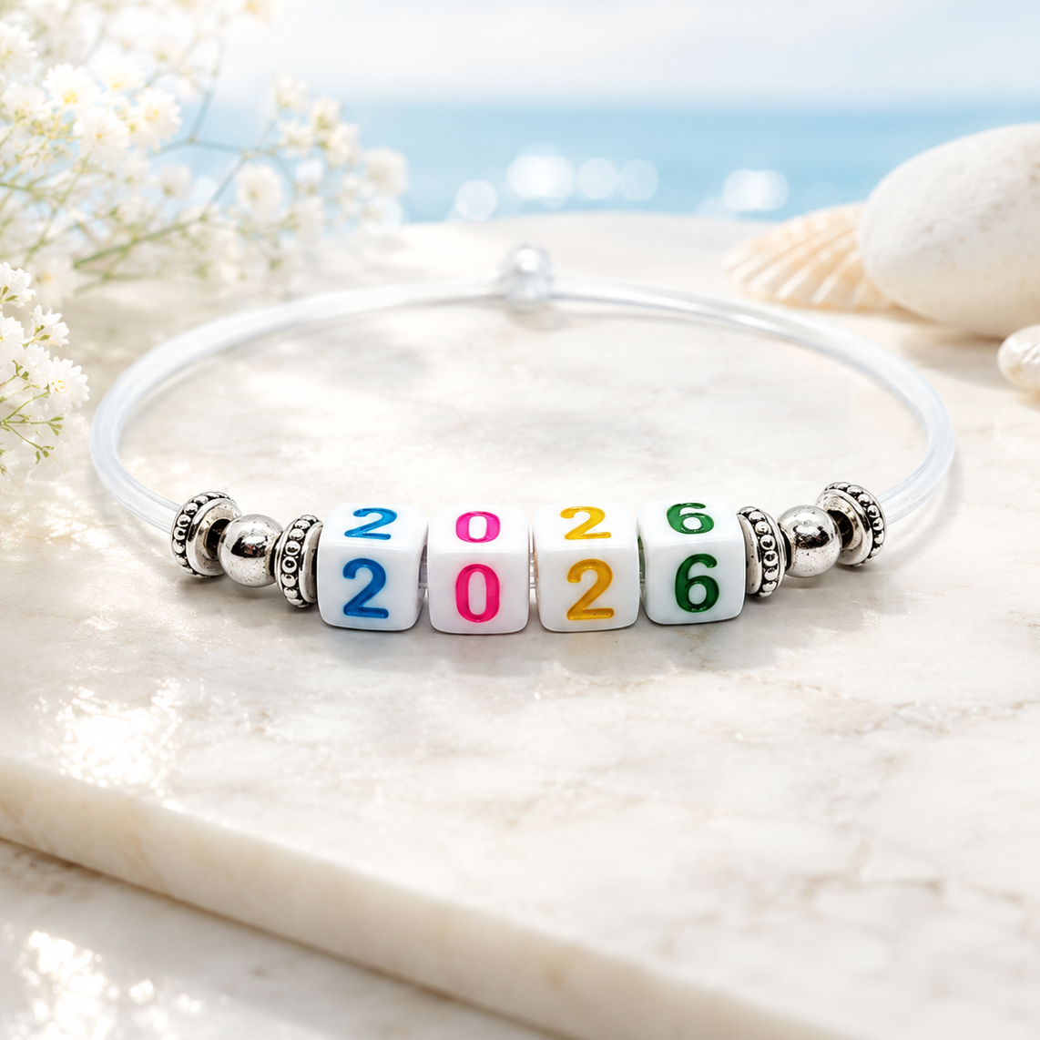 6mm White Cube Numbers Beads Colourful Numbers