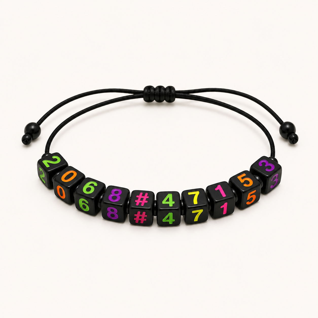 6mm Black Cube Numbers Beads Colourful Numbers