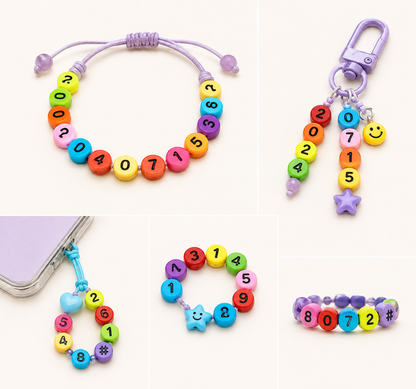7mm Colourful Round Numbers Beads